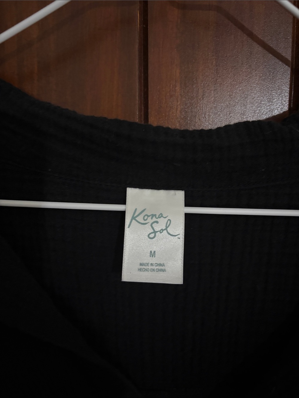 Kona Sol Black Gauze Button Up Swim Cover Up - Picture 2 of 2